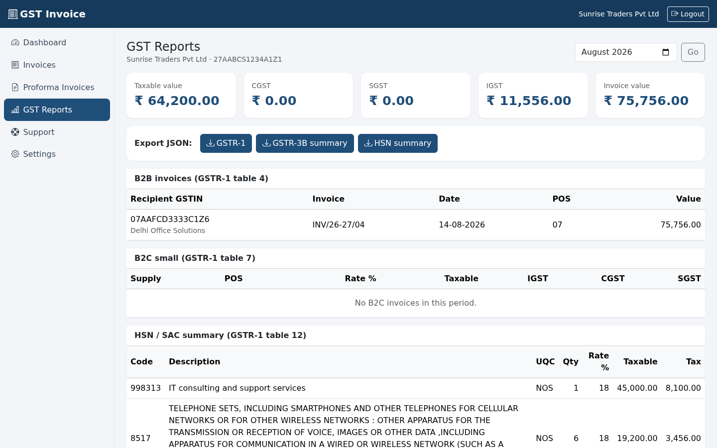GST Invoice - GST Reports